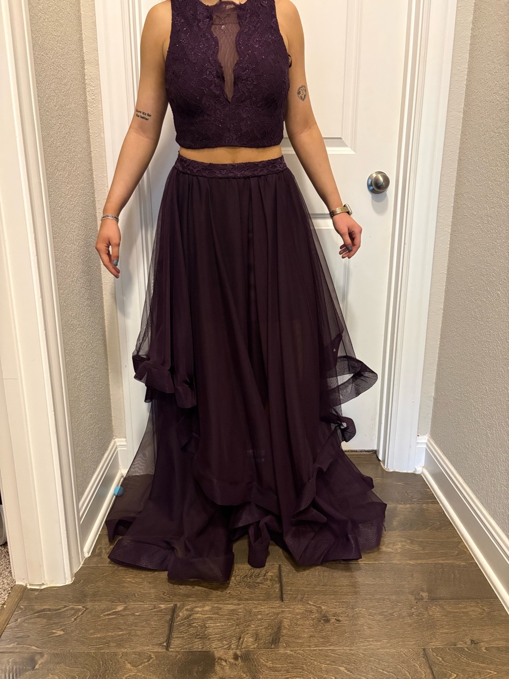 Prom dress by City Triangles 2piece
Size 3
Dark purple